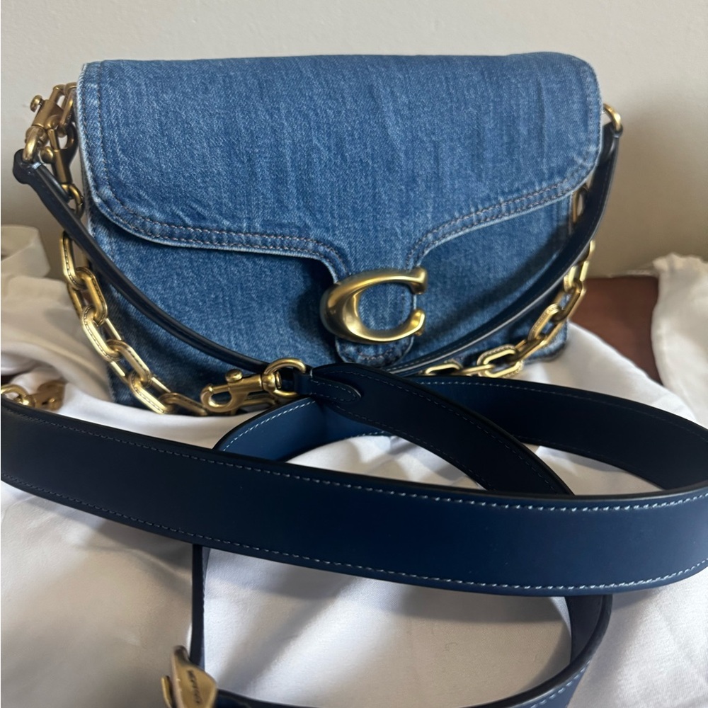 Coach blue denim chain tabby shoulder bag.